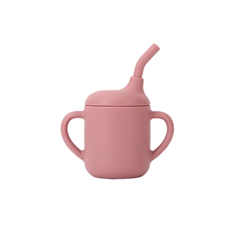 Children's silicone tableware set Baby Complementary Food Training 1/2/3/5PCS Set Sucker Bowl Bib Cup Fork Spoon Set Maternal