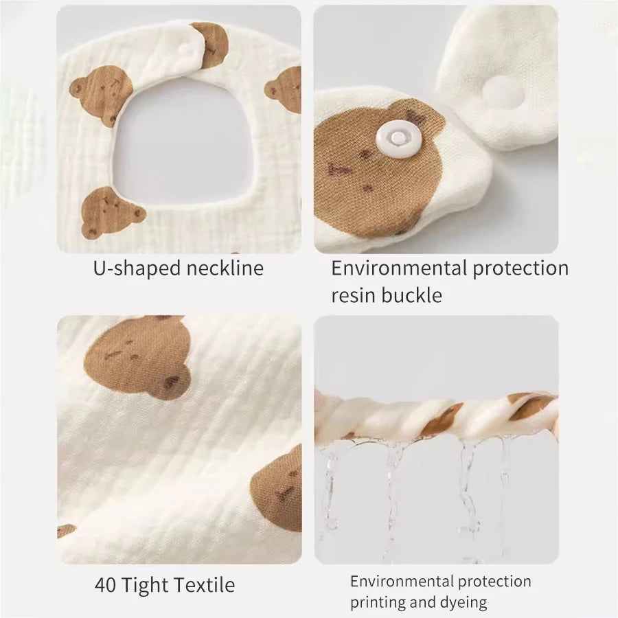 4Pcs Ultra-Soft and Comfortable Baby Bibs, Suitable for Ages 0-3, with Snap Button Design, Washable-Machine Washable, Newborn Gauze Drool Bibs-Waterproof Spit-Up Bibs for Babies, Ultra-Soft Autumn and Winter Bibs, Perfect Bab